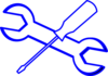 Spanner Screwdriver Blue Outline Clip Art