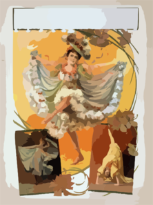 [woman Dancing In Two Scenes, Performing Acrobatics In Third] Clip Art