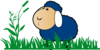 Blue Sheep With Grass Clip Art