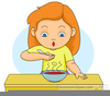 Girl Eating Dinner Clipart Image