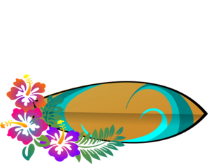 Surf Board Hibiscus Big Clip Art