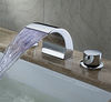 Chrome Finish Led Waterfall Contemporary Widespread Bathroom Sink Faucet--faucetsuperdeal.com Image