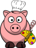 Pig With Palette Clip Art