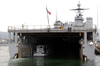 A Small Salvage Craft Carried By The Amphibious Dock Landing Ship Uss Harpers Ferry (lsd 49) Is Launched Into The Sasebo Bay. Image