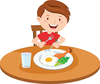 Kid Eating Breakfast Clipart Image