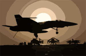 An F/a-18c Hornet Attempts An Arrested Landing Aboard The Aircraft Carrier Uss Kitty Hawk (cv 63) Clip Art