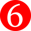 Red, Rounded,with Number 6 Clip Art