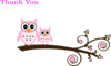 Pink Owl On Branch Clip Art