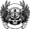 Ist Skull Wing Banner B W Image