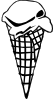 Ice Cream Cone (1 Scoop) (b And W) Clip Art