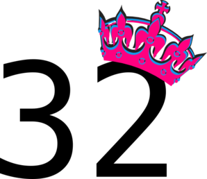 Pink Tilted Tiara And Number 32 Clip Art