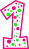 Number 1 Pink And Green Polkadot(r) Clip Art