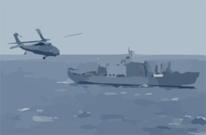 An Sh-60 Seahawk From Uss Kitty Hawk Flies Toward Usns Concord (t-afs 5) Clip Art