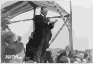 [theodore Roosevelt, Full Length Portrait, Turned Right,  Standing Above Crowd He Is Addressing] Clip Art