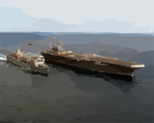 The Nuclear Powered Aircraft Carrier Uss John C. Stennis (cvn 74) Performs An Underway Replenishment (unrep) With The Fast Combat Support Ship Uss Sacramento (aoe 1). Clip Art