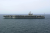 Uss Abraham Lincoln (cvn 72) Steams Alongside Uss Nimitz (cvn 68) During Weapons And Cargo Transfers Between The Two Ships. Image