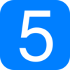 Blue, Rounded, Square With Number 5 Clip Art