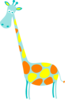 Giraffe Teal With Orange And Yellow Dots Clip Art