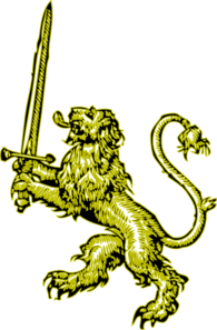 Gold Lion With Sword Clip Art