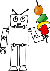 Robot With Fruit Kabob Clip Art