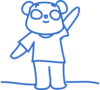 White Panda Waving Clip Art