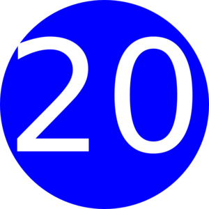 Number 20 Blue Background Clip Art