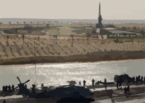 The Nuclear Powered Aircraft Carrier Uss George Washington (cvn 73) And Her Embarked Carrier Air Wing Seven (cvw-7) Transits The Suez Canal. Clip Art
