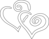 Black Outline Joined Hearts Clip Art