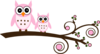 Pink Owl On Branch Clip Art