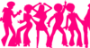 Pink 70;s Dancing Sihlouettes Clip Art