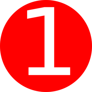 Red, Rounded,with Number 1 Clip Art