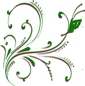 Gold Floral Design With Butterfly Clip Art