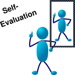 Blue Stick Man Self Evaluation Clip Art