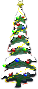 Decorated Christmas Tree With Snow Clip Art
