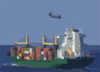 A Ch-46 Sea Knight Helicopter Performs A Vertical Replenishment (vertrep) With The Supply Ship Warnow Trader. Clip Art