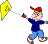 Kid Flying Kite Clip Art