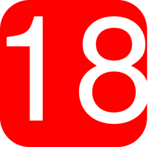 Red, Rounded, Square With Number 18 Clip Art