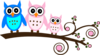 Parents Pink Owl On Branch  Clip Art