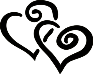 Black Interlocked Hearts Clip Art
