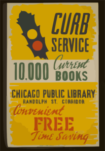 Curb Service 10,000 Current Books - Convenient, Free, Time Saving : Chicago Public Library, Randolph St. Corridor. Clip Art