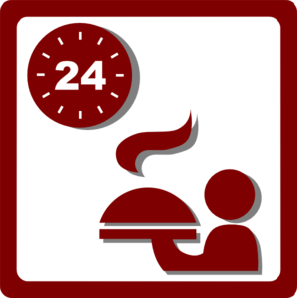 Hotel Icon 24 Hour Room Service Clip Art - Red Clip Art
